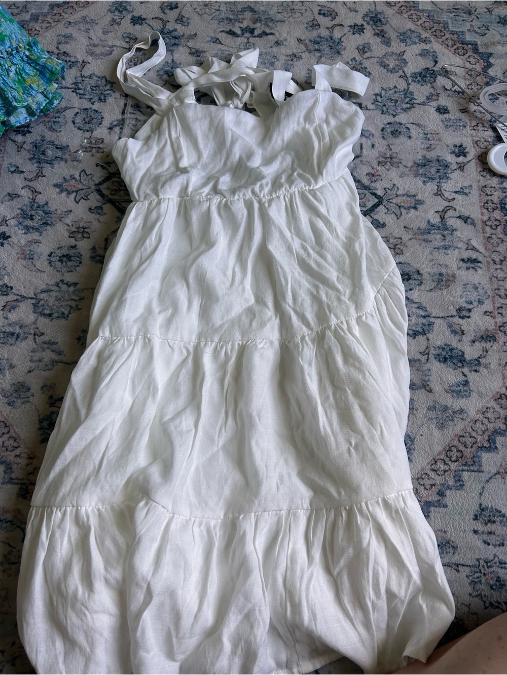 Trixxi White Tie-Shoulder Tiered Sundress